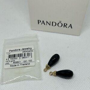 Pandora 14K Gold & Onyx Teardrop Earrings
